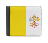 WAFICAC Cartera de Cuero con la Bandera del Vaticano, Tarjetero, Monedero de Bolsillo para Hombre y Mujer.