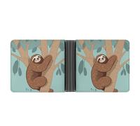 WAFICAC Cartera para Hombre con diseño de Perezoso Hug Tree, Tarjetero Delgado, Monedero Plegable con Clip para Dinero, Regalo para Hombre