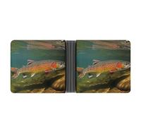 WAFICAC Cartera para Hombre con diseño de Trucha de Arroyo y Pesca con Mosca, Tarjetero Delgado, Monedero Plegable con Clip para Billetes, Regalo para Hombre