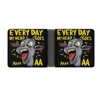 WAFICAC Cartera Plegable Goat Everyday My Head Goes para Hombre y Mujer, de Piel, compacta, con Ranuras para Tarjetas.