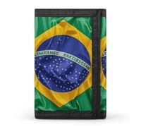 WAFICAC Cartera Triple para Hombre, Monedero con Banderas de Estados Unidos y Brasil, Clip Delgado para Billetes, Tarjetero con 8 Ranuras para Tarjetas.