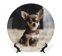 WAFICAC decorativo de cerámica, decorativo con diseño de chihuahua, personalizado de porcelana fina con soporte de exhibición, ideal para decoración del hogar (18 cm).