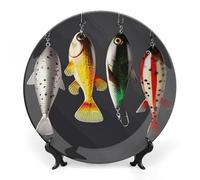 WAFICAC decorativo de cerámica, decorativo con varios tipos de cebos de pesca, personalizado de porcelana fina con soporte de exhibición, s para vitrina para decoración del hogar de 7