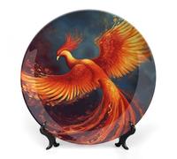 WAFICAC decorativo de cerámica, decorativo de porcelana fina, personalizado de la colección Phoenix en naranja y rojo con soporte de exhibición. s para exhibir en vitrinas, ideales pa