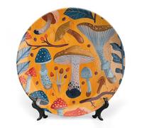 WAFICAC decorativo de cerámica, decorativo personalizado con varios hongos, colección de s de porcelana fina de 18 cm con soporte de exhibición para vitrina, ideal para la decoración del ho