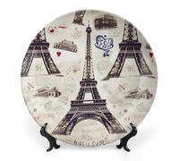 WAFICAC decorativo de cerámica, porcelana fina, personalizado, francés, Tour de París, Torre Eiffel, Colección de cerámica, con soporte de exhibición, s para vitrina, decoración del hogar