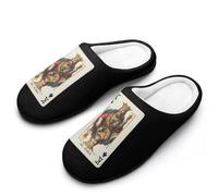 WAFICAC Pantuflas de algodón para hombre con diseño de tarot de No Kings, cómodas pantuflas de espuma viscoelástica para interiores y exteriores
