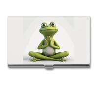 WAFICAC Tarjetero Unisex con Forma de Rana Haciendo Yoga. Estuche magnético para Tarjetas de Visita, Ideal para Viajes, Negocios y Oficina.