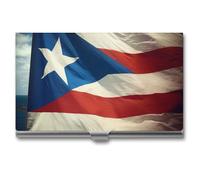 WAFICAC Tarjetero Unisex con la Bandera de Puerto Rico, Estuche magnético para Tarjetas de Visita, Ideal para Viajes, Negocios y Oficina.