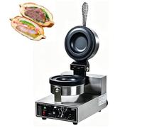 Waflera comercial para hacer helados y hamburguesas con control de temperatura ajustable para restaurantes y cafeterías (una sola cabeza, estándar)