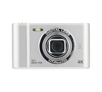 WAFOHSR Cámara Digital 4K Ultra HD, Pantalla IPS De 2,4 Pulgadas, Compacta For Vlogging, Grabación Fotografía Frontal Y Trasera, Reproductor Mp3 con Linterna Enfoque Preciso(Silver)