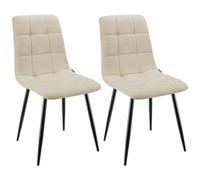 WAFTING Juego de 2 Sillas de Comedor Tapizadas con Respaldo Alto y Diseño de Lino, Sillas de Comedor con Base de Metal, para Comedor, Salón, Cocina, Dormitorio y Sala de Recepción, Color Beige