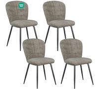 WAFTING Juego de 4 Sillas de Comedor, Silla de en Forma de Concha de Felpa Chenilla y Patas de Metal, Confort Moderno para el Hogar y la Oficina, Gris-marrón