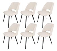 WAFTING Juego de 6 Sillas de Comedor, Silla de Pana con Esponja Gruesa de Pana Acolchada con Patas de Metal Separadas, para Salón, Dormitorio y Recepción, Beige