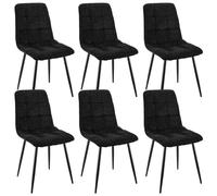 WAFTING Juego de 6 Sillas de Comedor Tapizadas con Respaldo Alto y Diseño de Lino, Sillas de Comedor con Base de Metal, para Comedor, Salón, Cocina, Dormitorio y Sala de Recepción, Color Negro