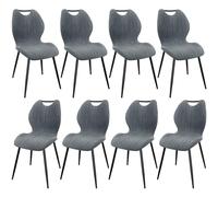 WAFTING Juego de 8 Sillas de Comedor Tapizadas con Respaldo Alto de Tela y Patas Metálicas Lacadas en Negro, para Comedor, Dormitorio y Recepción, Color Gris Oscuro