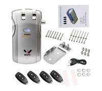 WAFU Bloqueo de Control Remoto Inalámbrico Método de Bloqueo de Tigre con 4 Teclas Remotas, Alimentación USB, para Control de Acceso a Smart Home Villa Office (Plata)