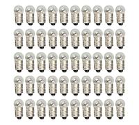 Wafuesh Bombillas Miniatura de 50 Piezas E10, 3.8V 0.3A Luz Blanca Cálida con Base de Tornillo, Ideales para Linternas de Inspección, Bombillas de Instrumento Más Aplicaciones Prácticas y Versátiles