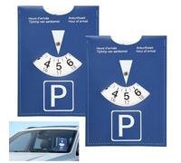Wafuesh Juego de 2 Discos de Estacionamiento en Cuero Sintético Azul, Dimensiones Compactas de 11x15 cm, Impresión Multilingüe en 4 Idiomas, Vehículos en Zonas Azules, Alta Durabilidad y Estilo