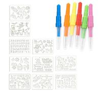 Wafuesh Juego De Bolígrafos Spray Para Niños - Kit Creativo Con 6 Bolígrafos A Presión Y 10 Plantillas Para Dibujar Y Colorear, Ideal Para Estimular La Creatividad De Los Pequeños Artistas