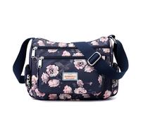 Wafybsre Bolso bandolera de nailon con múltiples bolsillos para mujer, estilo casual, ligero, impermeable, antirrobo, Rosa china, 10.6 * 4.3 * 7.8 INCH