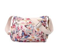 Wafybsre Bolso bandolera de nailon con múltiples bolsillos para mujer, estilo casual, ligero, impermeable, antirrobo, Mariposa colorida., 10.6 * 4.3 * 7.8 INCH