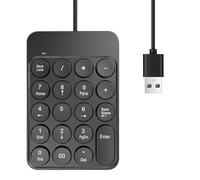WAGHAVEN Teclado numérico con cable, teclado numérico USB de 19 teclas, teclado numérico para laptop, computadora, portátil, letras grandes, color negro