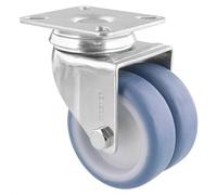 WAGNER 03157701 - Rueda doble (diámetro: 75 mm, altura de 100 mm, acero galvanizado, placa atornillable de 65 x 75 mm, capacidad de carga 100 kg)