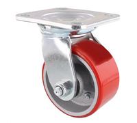 WAGNER 04011601 - Polea para cargas pesadas (diámetro: 100 mm, altura 135 mm, acero y hierro fundido, superficie suave, rojo/plata, placa de atornillado de 100 x 115 mm, capacidad de carga 230 kg)