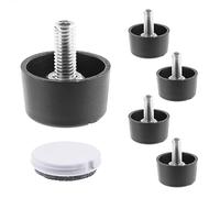 Wagner 15417999 - Juego de Patas para Muebles (4 Piezas, diámetro de 30 x 20 mm, plástico Negro, Incluye Deslizador QuickClick® de 25 mm de diámetro, Tornillo roscado M8 x 25 mm)