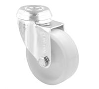 WAGNER 23167501 - Rueda giratoria con orificio trasero (diámetro: 75 mm, altura 100 mm, acero galvanizado, capacidad de carga de 60 kg), color blanco