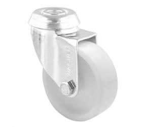 WAGNER 23167501 - Rueda giratoria con orificio trasero (diámetro: 75 mm, altura 100 mm, acero galvanizado, capacidad de carga de 60 kg), color blanco