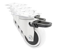 WAGNER - 3C - Rueda giratoria de diseño/rueda de transporte/rueda para muebles - blanca, banda de rodadura blanda, diámetro Ø 75 mm, freno total, rodamiento de bolas, carga 75 kg - 01237601