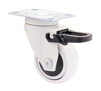 WAGNER - 3C - Rueda giratoria de diseño/rueda de transporte/rueda para muebles - blanca, banda de rodadura blanda, diámetro Ø 50 mm, freno total, rodamiento de bolas, carga 50 kg - 01235101