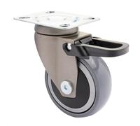 WAGNER - 3C - Rueda giratoria de diseño/rueda de transporte/rueda para muebles - gris, banda de rodadura blanda, diámetro Ø 75 mm, freno total, rodamiento de bolas, carga 75 kg - 01237801