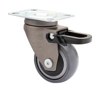 WAGNER - 3C - Rueda giratoria de diseño/rueda de transporte/rueda para muebles - gris, banda de rodadura blanda, diámetro Ø 50 mm, freno total, rodamiento de bolas, carga 50 kg - 01235301