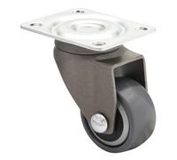 WAGNER - 3C - Rueda giratoria de diseño/rueda de transporte/rueda para muebles - gris, banda de rodadura blanda, diámetro Ø 25 mm, capacidad de carga 12 kg - 01222801