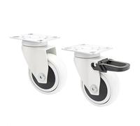 WAGNER design yourself 02227602 giratorias/Ruedas para muebles-juego de 2 unidades. 1 sin freno y 1 con freno, placa atornillable, Blanco, (Ø) 75 mm