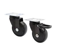 WAGNER - 3C - Ruedas giratorias de diseño/ruedas de transporte/ruedas para muebles juego de 2 piezas - negros, ruedas blandas, Ø 75 mm, 1 sin y 1 ruedas con freno, carga 75 kg/rueda - 02227702