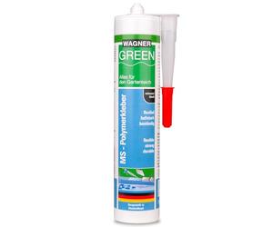 Wagner Green Adhesivo subacuático para piscina, acuario y estanque MS pegamento de polímero, negro, 310 ml, en cartucho DIN, reparación especial, sellador, adhesivo estanque, sellado láminas PVC EPDM