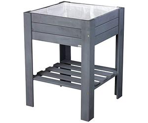 WAGNER GreenFAMILY - Huerto Urbano/Cama elevada - GreenBOX Light - Madera Blanda, Madera Maciza FSC®, Antracite 53,5 x 53,5 x 70 cm, balda, In olsa - 25035001