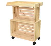 WAGNER GreenFAMILY - Mesa/Tabla de plantación móvil - GreenTABLE - Madera FSC®, Naturale, 80 x 60 x 40 cm, 4 Ruedas, 2 Frenos, Almacenamiento Que Ahorra Espacio, Uso versátil - 25026001