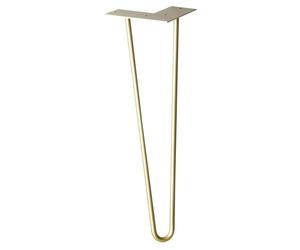 Wagner Pata de Mueble/Pata de Mesa - Hairpin Leg - Estilo Retro - Acero Recubierto de Polvo, Color Oro, 12 x 12 x 40 cm, Pata cónica/Inclinada, Placa atornillada integrada - 12824501