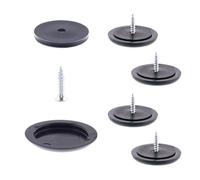 Wagner QuickClick® 16785699 - Juego de 4 deslizadores de plástico para atornillar, 4 bases de 14 mm de diámetro, tornillo y inserto deslizante intercambiables, plástico negro fino, diámetro de 30 mm