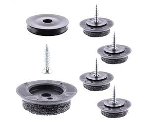 Wagner QuickClick® 16791299 - Juego de 4 Deslizadores de Fieltro para Muebles, para atornillar, 4 Bases, Tornillo y Cabezal Deslizante Intercambiables, Fieltro de Lana Ultrasoft Slim, diámetro de 25