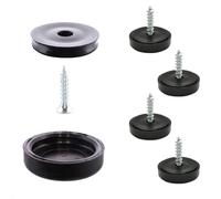 Wagner QuickClick® - Juego de 4 Deslizadores de plástico para Muebles, para atornillar, 4 Bases + Tornillo+Inserto Deslizante Intercambiables, plástico Negro Fino, diámetro de 17 mm, Fabricado en DE-