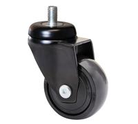 WAGNER rueda ultra giratoria 360° - 3C - rueda de diseño/rueda de transporte/rueda para muebles - negro, rueda blanda, con perno 10 x 16 mm, diámetro Ø 50 mm, capacidad de carga 50 kg - 01225266