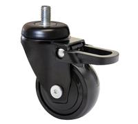 WAGNER rueda ultra giratorio 360° - 3C - rueda de diseño/rueda de transporte/rueda para muebles - negro, rueda blanda, perno 10 x 16 mm, diámetro Ø 50 mm, freno, capacidad de carga 50 kg- 01235266