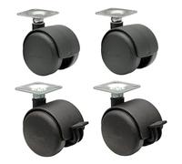 WAGNER Ruedas para muebles/juego de 4 piezas de ruedas dobles - HARD - diámetro Ø 50 mm, placa atornillada 42 x 42 cm, 2 con freno, capacidad de carga 50 kg/rueda - 02002688