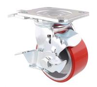 WAGNER Ruedas Profesionales - DIRECTION LOCK 3en1 - rueda giratoria & rueda fija, hierro fundido- plata/rojo, banda de rodadura suave, frenos, Ø 100 mm, capacidad de carga 230 kg - 04011401